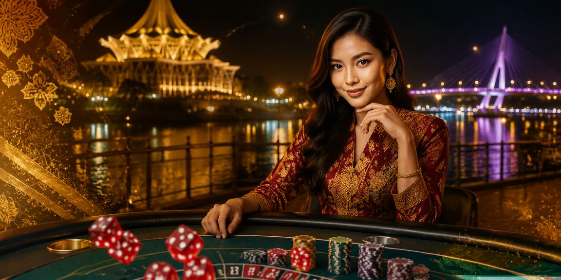 Permainan dadu dan meja kasino di Kuching Sarawak dengan suasana tempatan